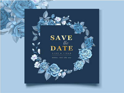 elegant classic blue wedding card art background blue border card classic design elegant floral frame graphic illustration invitation ornament pattern retro template vector vintage wedding