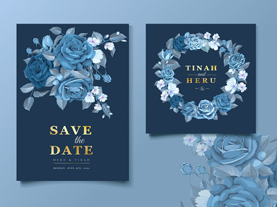 wedding classic blue floral invitation card template art background blue border card classic design elegant floral frame greeting illustration invitation pattern retro template vector victorian vintage wedding