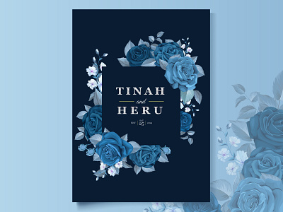 wedding classic blue floral invitation card template art background blue border card classic design elegant floral frame greeting illustration invitation pattern retro template vector victorian vintage wedding