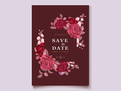 Romantic Floral Maroon Wedding Invitation