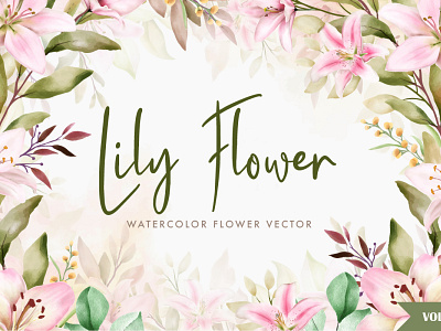 beautiful watercolor lily invitation card bundle background beautiful branding card collection decoration design floral flower frame illustration invitation logo spring typography ux vector vintage wedding