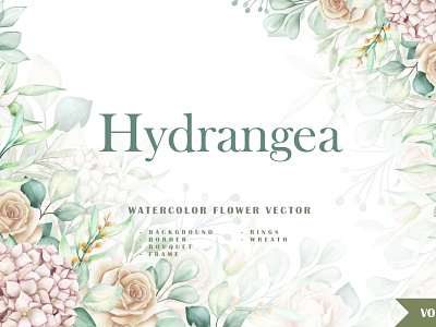 watercolor hydrangea wedding card bundle