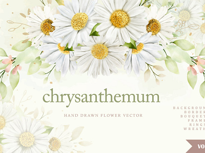 watercolor chrysanthemum wedding card bundle background beautiful card decoration design floral flower frame illustration invitation spring vector vintage wedding