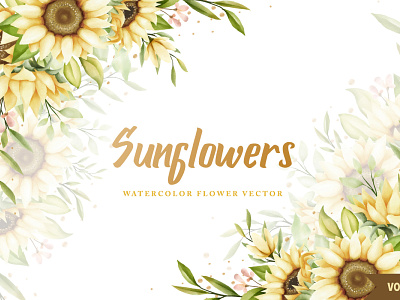 watercolor sunflowers wedding invitation card bundle