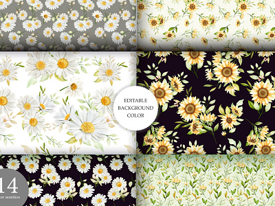 floral and leaves seamless pattern