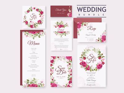 Wedding card bundle with beautiful invitation card template