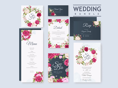 Wedding card bundle with beautiful invitation card template