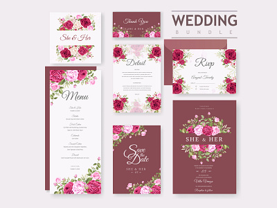Wedding card bundle with beautiful invitation card template