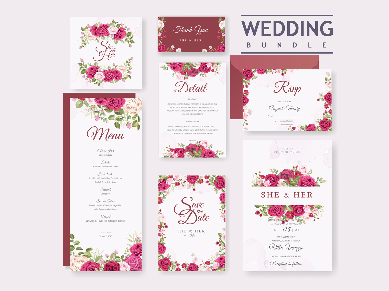 Wedding card bundle with beautiful invitation card template by ...