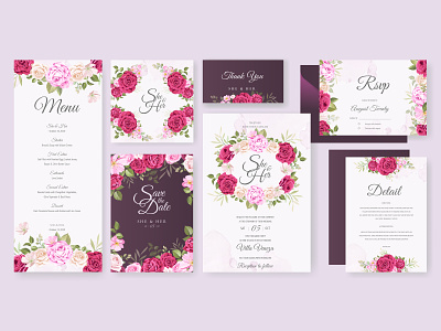 Wedding card set with floral and leaves background template background beautiful card decoration decorative design elegant floral frame greeting illustration invitation invite leaf set template vector vintage watercolor wedding