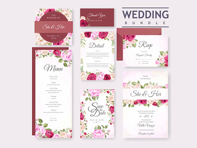 Wedding card bundle with beautiful invitation card template