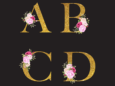 Composition of the letter and floral elements