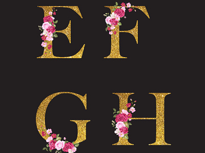 Composition of the letter and floral elements