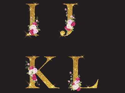 Composition of the letter and floral elements