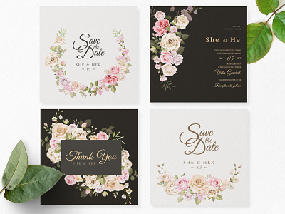 floral wreath wedding invitation