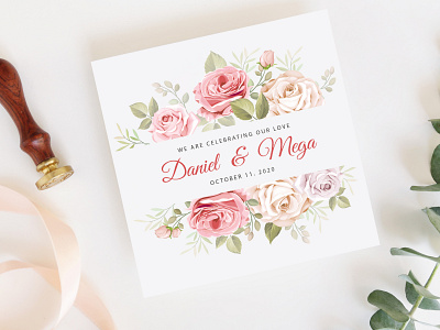 beautiful frame wedding invitation card beautiful bouquet card decoration decorative design elegant floral flower frame greeting illustration invitation invite leaf romantic spring vector watercolor wedding