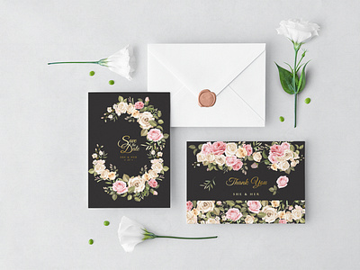 Beautiful Wedding invitation card with floral and leaves