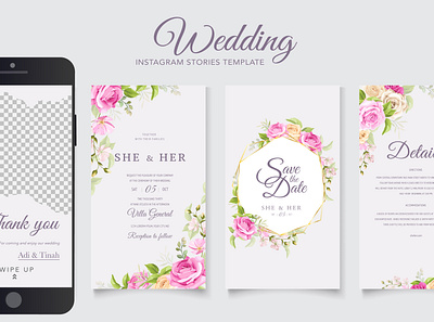 wedding instagram stories template app background branding card fashion flyer frame instagram invitation kit media modern pack photo social stories template trendy vector wedding