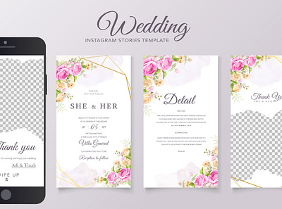 wedding instagram stories template app background branding card fashion flyer frame instagram invitation kit media modern pack photo social stories template trendy vector wedding