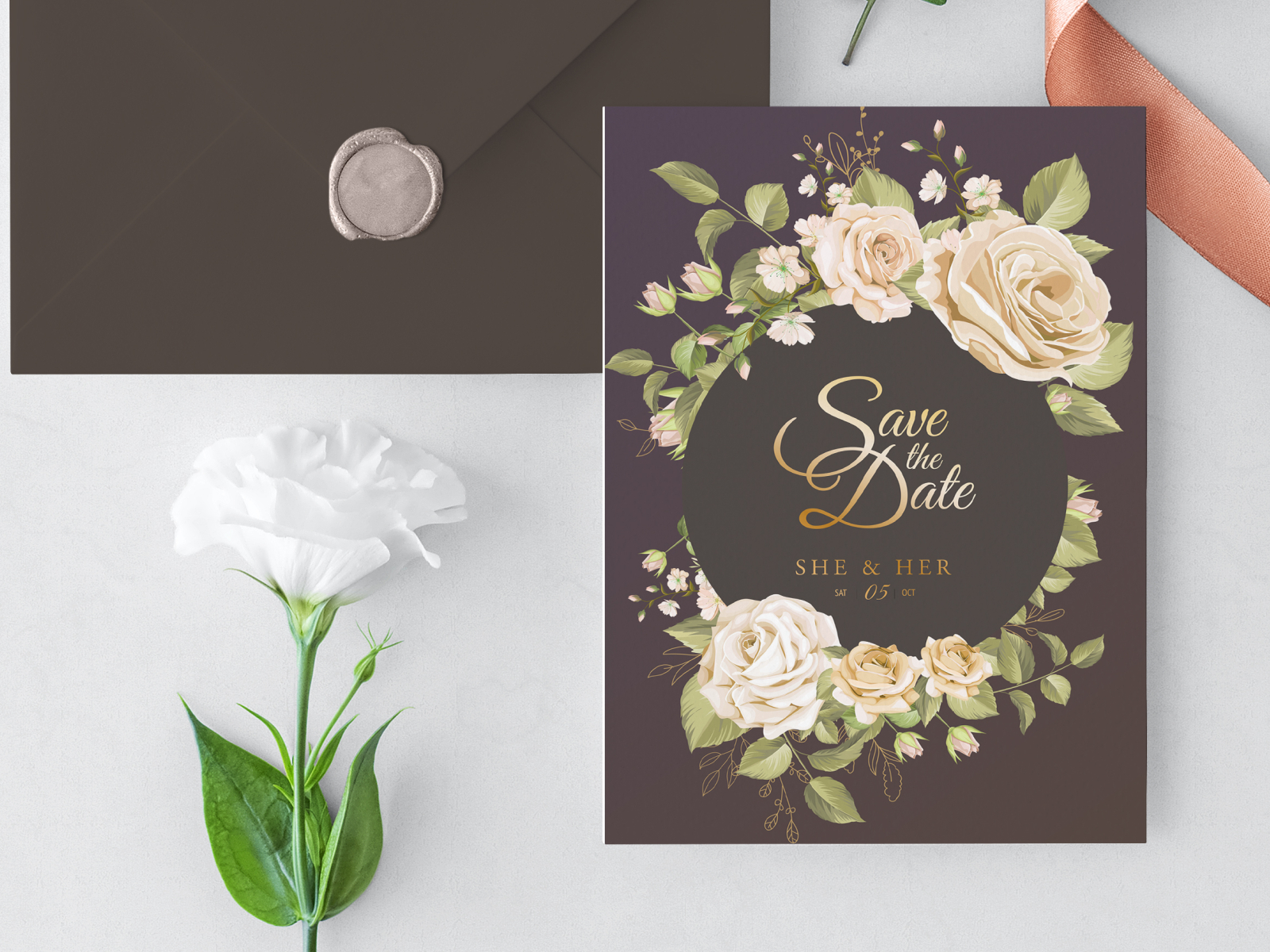 Yellow and white roses wedding card template background botanical card celebration collection floral flower frame green illustration invitation isolated nature rose set template vector wedding white yellow