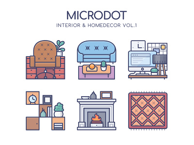 Interior & Homedecor Vol.1 design furniture graphicdesign homedecor icon illustration interior ui vector web