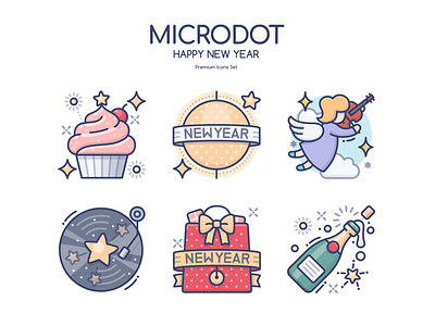 Happy New Year holiday icon illustration new year ui web