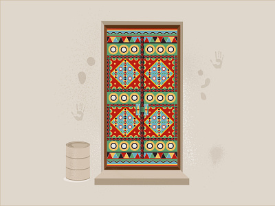 Traditional Door art decoration design door drawing drawings flat illustration illustrator ornament traditional