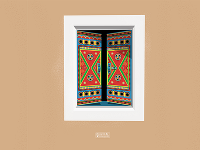 Heritage window arabic art decor decoration design drawing illustration illustrator saudi window
