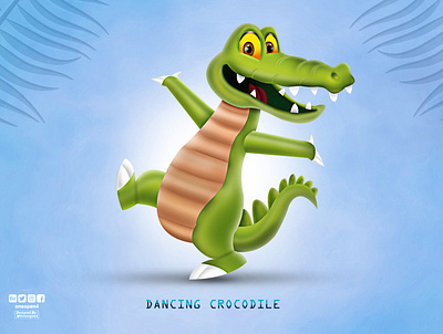 Dancing Crocodile adobe alligator animal art character crocodile dance design drawing illustration illustrator toy vector