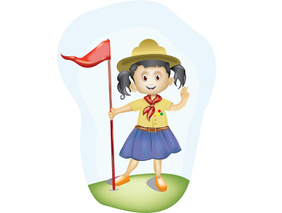 Scout Girl adobe design drawing flag girl illustration illustrator scout vector