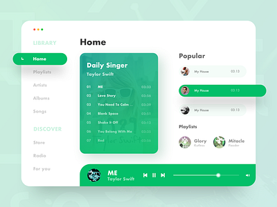 Fresh music app design green music music art plant taylor swift ui ux