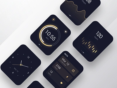 Watch OS - Dark mode app black branding dark app dark ui data visualization design dial gradient health icon logo music ui ux watch