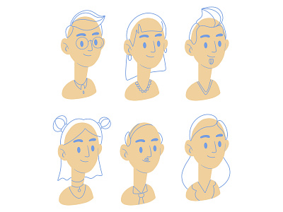 Avatar illustrations account avatar character character design face flat flatdesign illustration line man member social woman