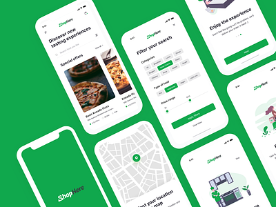 ShopHere App adobe xd adobexd app design food fooddelivery ios ios app shop shopify shopping shopping app shopping cart ui uidesign