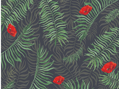 Bloom in the Woods compositions design flower illustration forest illustration print design textile trees tropical tropical leaves tropical pattern tropical print