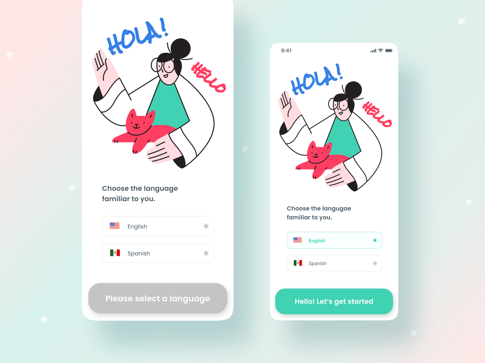 Choose Language Onboarding UI by Kritika Sharma on Dribbble