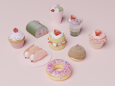 3D Pastries (High-resolution) 3d art 3d illustration