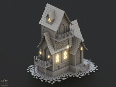 Fantasy elven house concept 3d 3d art blender blender3d building diorama elven fairytale house fantasy illustration isometric lantern medieval