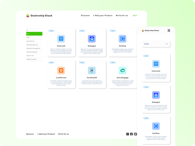 Project: Dealership Stack - Categories Page (Desktop & Mobile) category category page clean dealership desktop mobile responsive ui