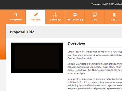 Client Proposal Interface black grey icons interface orange ui white
