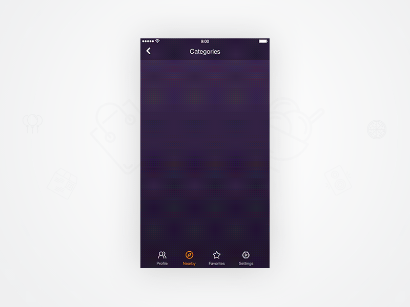 Application of places animation categories clean clear icons ios ios app map swipe ui ux violet