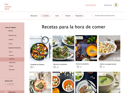 Ho cocino yo II recipe app uxdesign webdesign