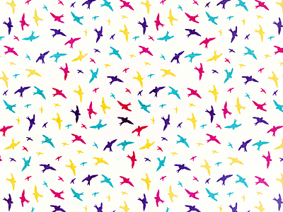 Birds blue green motif pattern pink project yellow