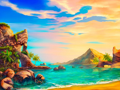 Island Themed slot Background 🏝🏝🏝 background art background design background image casino gambling game art game design graphic design island slot island themed slot mermaid mermaid slot mermaids paradise island slot background slot design slot game background tropic island