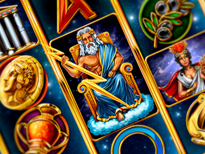 Online slot machine - "Zeus" animation athena casino gambling game art game design jackpot slot design slot games slot machines slotopaint zeus
