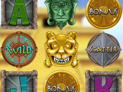 Aztecs symbols art aztecs bonus gambling game art game design graphic design scatter sketch slot design symbols wild