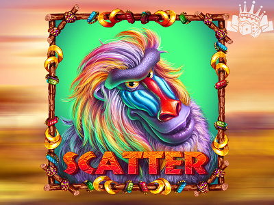 A Baboon as a Scatter symbol⁠ african themed african themed slot baboon baboon art baboon design baboon slot symbol baboon symbol gambling game art game design graphic design slot design slot game design slot game graphics slot machine art slot machine graphics slot symbol development