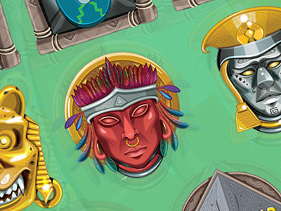 Aztec win-win art aztecs bonus gambling game art game design graphic design scatter sketch slot design symbols wild