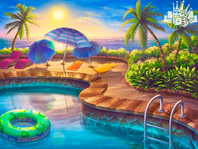 A Pool as slot game background background background art background design background developers background development background illustration backgrounds gambling game art game design graphic design illustration slot machine slot machines