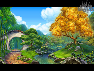 A beautiful landscape as slot game background